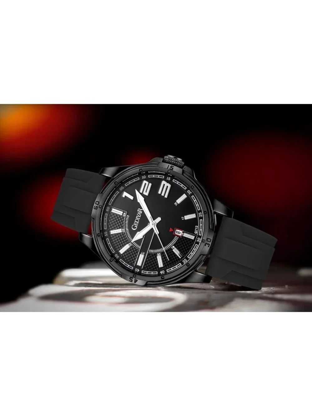 Men's Black Analog Quartz Sports Silicone Strap Waterproof Classic Wrist Watch